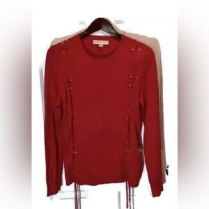 Red Sweater with Metal Accents